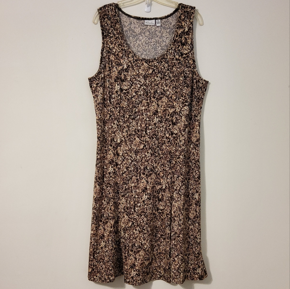 Kim Rogers Petite Black/Cream/White Abstract Patterned Sleeveless Shift Dress